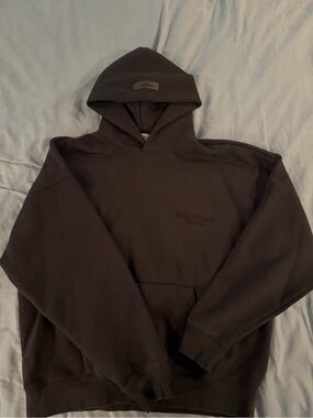 Essentials Men's Brown Pullover Hoodie with Subtle Logo
